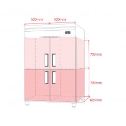 Kích thước tủ cấp đông lạnh 4 cánh
